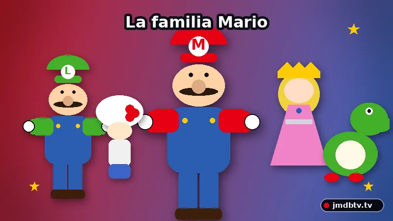 Mario Bros junto a Luigi, Princesa Peach, Toad y Yoshi